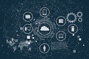 information shaing concept with a cloud in the middle