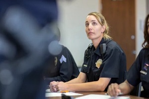 police officer in interrogation room